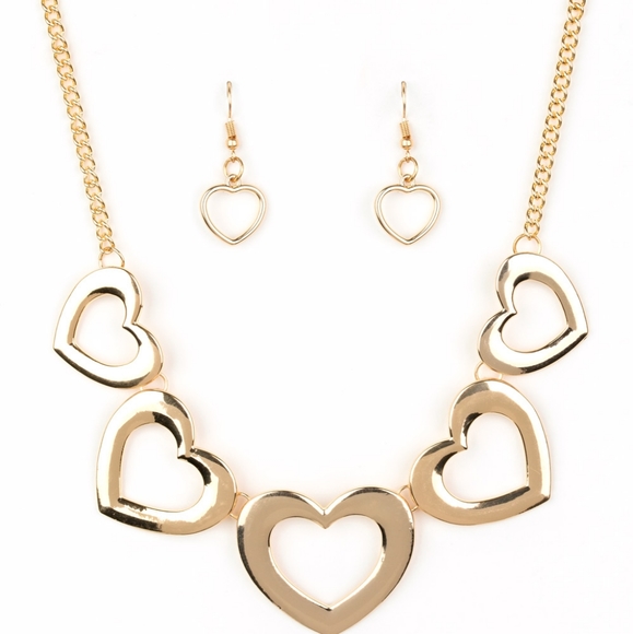 "Hearty Hearts"-Glistening Gold Heart Necklace Set - Picture 3 of 3